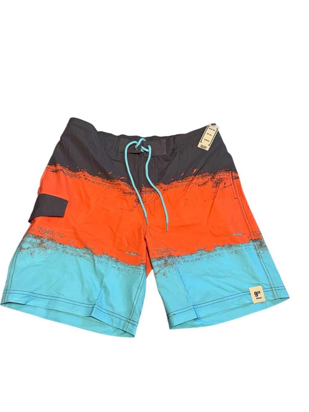 George Men's Colorblock Orange & Teal Swim Trunks size large